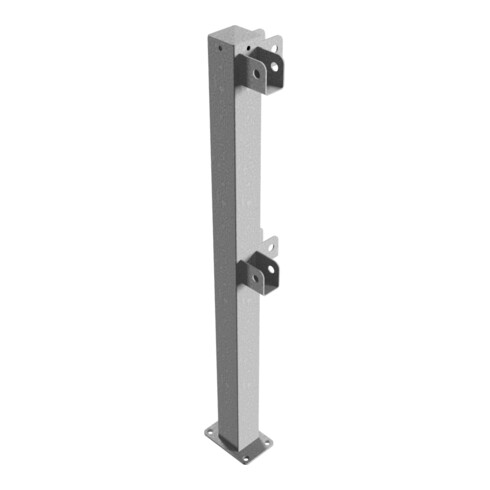 Schake Standpfosten zum Aufdübeln Stahlrohr 70 x 70 mm Eckpfosten für Ober- und Knieholm 90° + Bodenplatte 100 x 150 mm