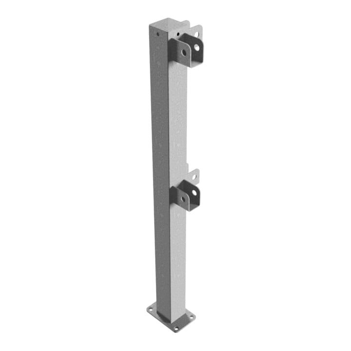 Schake Standpfosten zum Aufdübeln Stahlrohr 70 x 70 mm Eckpfosten für Ober- und Knieholm 90° + Bodenplatte 100 x 150 mm