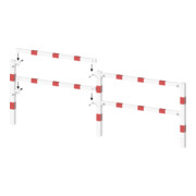 Schake Standpfosten zum Aufdübeln Stahlrohr 70 x 70 mm Endpfosten für Ober- und Knieholm + Bodenplatte 100 x 150 mm, weiß - rot