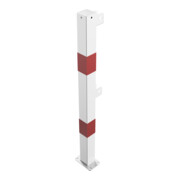 Schake Standpfosten zum Aufdübeln Stahlrohr 70 x 70 mm Endpfosten für Ober- und Knieholm + Bodenplatte 100 x 150 mm, weiß - rot-5