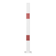 Schake Standpfosten zum Aufdübeln Stahlrohr 70 x 70 mm Endpfosten für Ober- und Knieholm + Bodenplatte 100 x 150 mm, weiß - rot-5