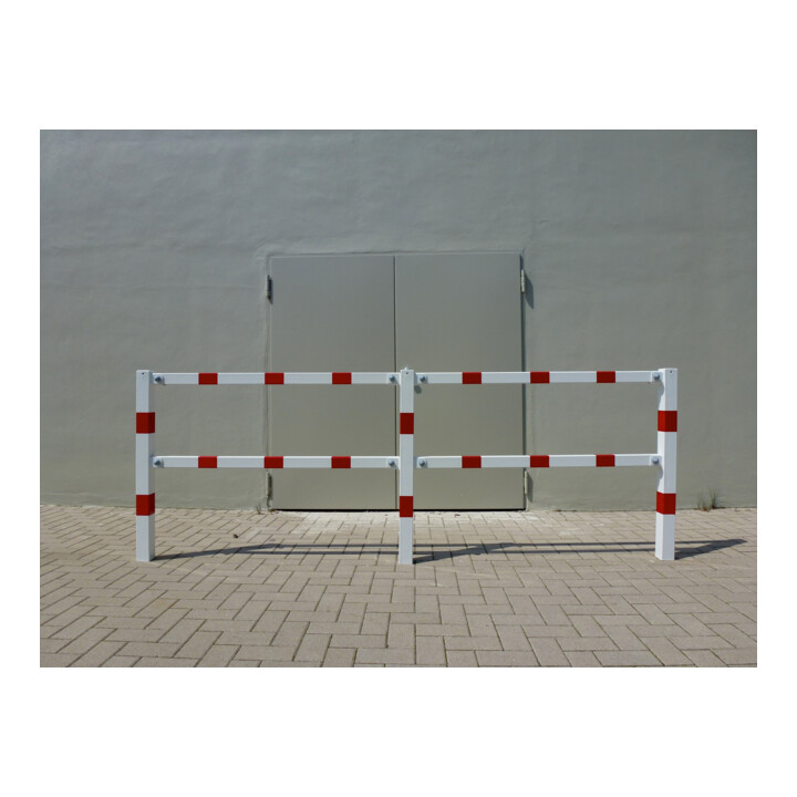 Schake Standpfosten zum Aufdübeln Stahlrohr 70 x 70 mm Mittelpfosten für Ober- und Knieholm + Bodenplatte 100 x 150 mm