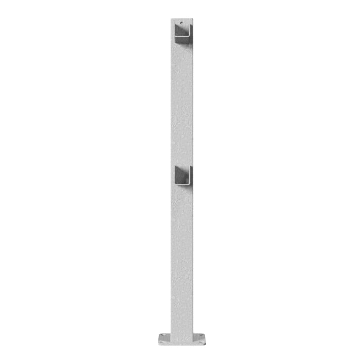 Schake Standpfosten zum Aufdübeln Stahlrohr 70 x 70 mm Mittelpfosten für Ober- und Knieholm + Bodenplatte 100 x 150 mm
