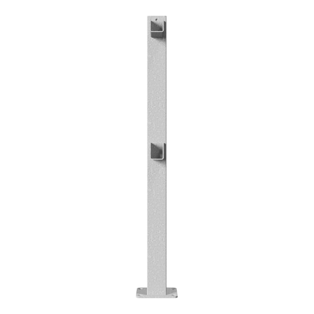 Schake Standpfosten zum Aufdübeln Stahlrohr 70 x 70 mm Mittelpfosten für Ober- und Knieholm + Bodenplatte 100 x 150 mm