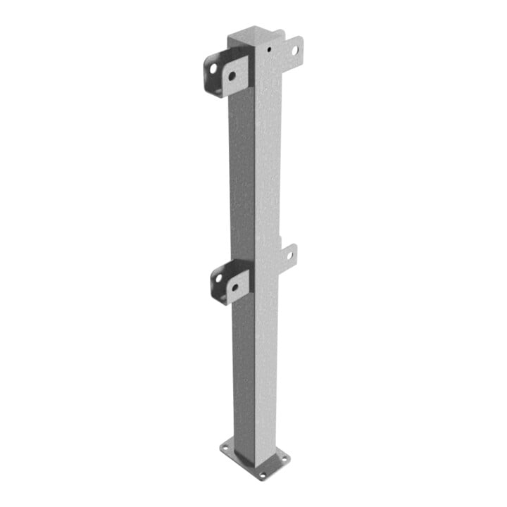 Schake Standpfosten zum Aufdübeln Stahlrohr 70 x 70 mm Mittelpfosten für Ober- und Knieholm + Bodenplatte 100 x 150 mm