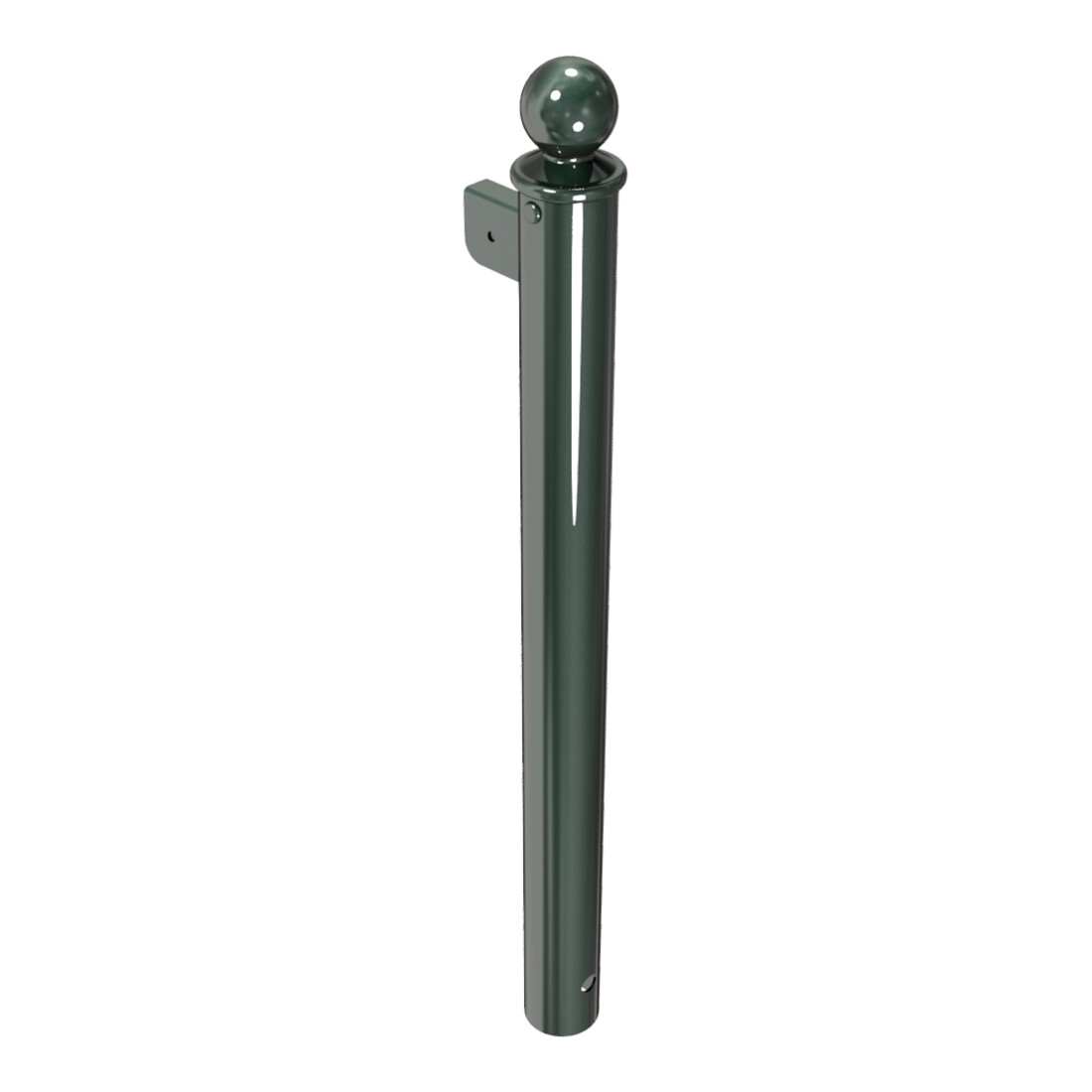 Schake Stilpfosten Typ 40673B als Barriere, System zum Einbetonieren, Ø 60mm + Kugelkopf, als Endpfosten, beschichtet, RAL 6005