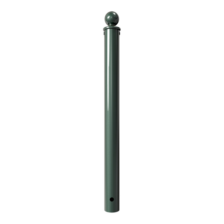 Schake Stilpfosten Typ 40673B als Barriere, System zum Einbetonieren, Ø 60mm + Kugelkopf, als Endpfosten, beschichtet, RAL 6005