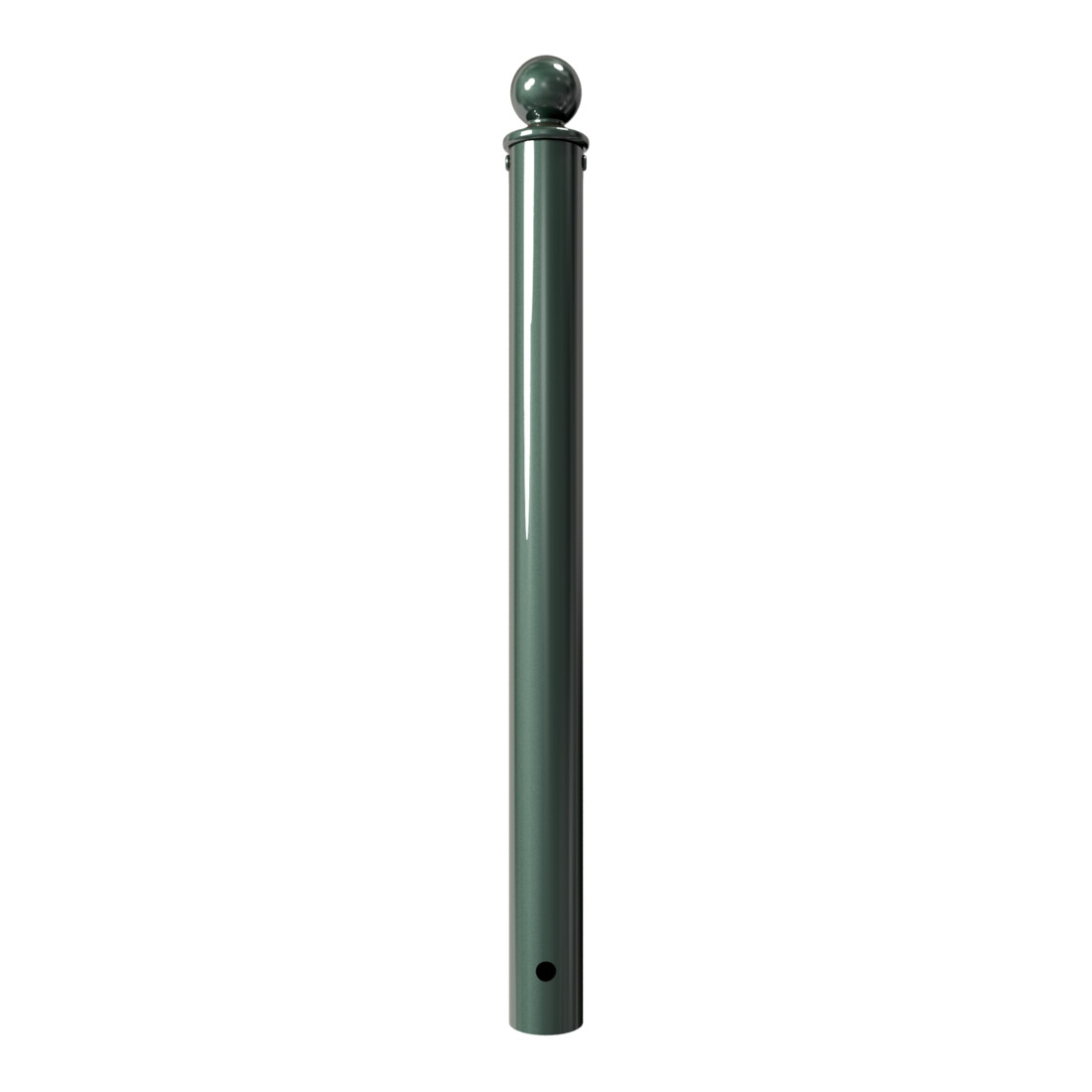 Schake Stilpfosten Typ 40673B als Barriere, System zum Einbetonieren, Ø 60mm + Kugelkopf, als Endpfosten, beschichtet, RAL 6005