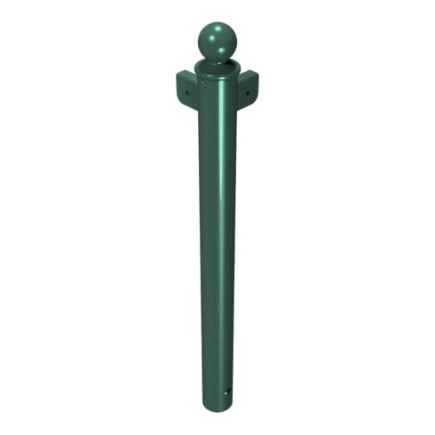 Schake Stilpfosten Typ 40674B als Barriere, System zum Einbetonieren, Ø 60mm + Kugelkopf, als Eckpfosten, Muffen 90°, beschichtet, RAL 6005