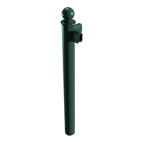 Schake Stilpfosten Typ 40674B als Barriere, System zum Einbetonieren, Ø 60mm + Kugelkopf, als Eckpfosten, Muffen 90°, beschichtet, RAL 6005