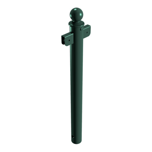 Schake Stilpfosten Typ 40674B als Barriere, System zum Einbetonieren, Ø 60mm + Kugelkopf, als Mittelpfosten, Muffen180°, beschichtet, RAL 6005