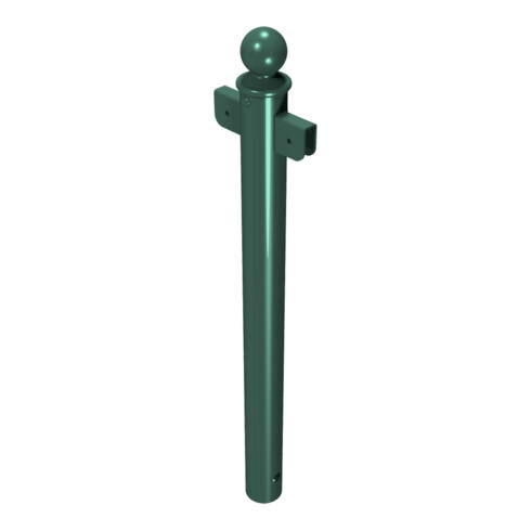 Schake Stilpfosten Typ 40674B als Barriere, System zum Einbetonieren, Ø 60mm + Kugelkopf, als Mittelpfosten, Muffen180°, beschichtet, RAL 6005