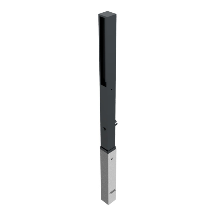 Schake Stilpfosten Typ 40731FB, herausnehmbar, 70x70mm + Dreikantverschluss, Oberteil U, förmig (offen) aus Flachstahl