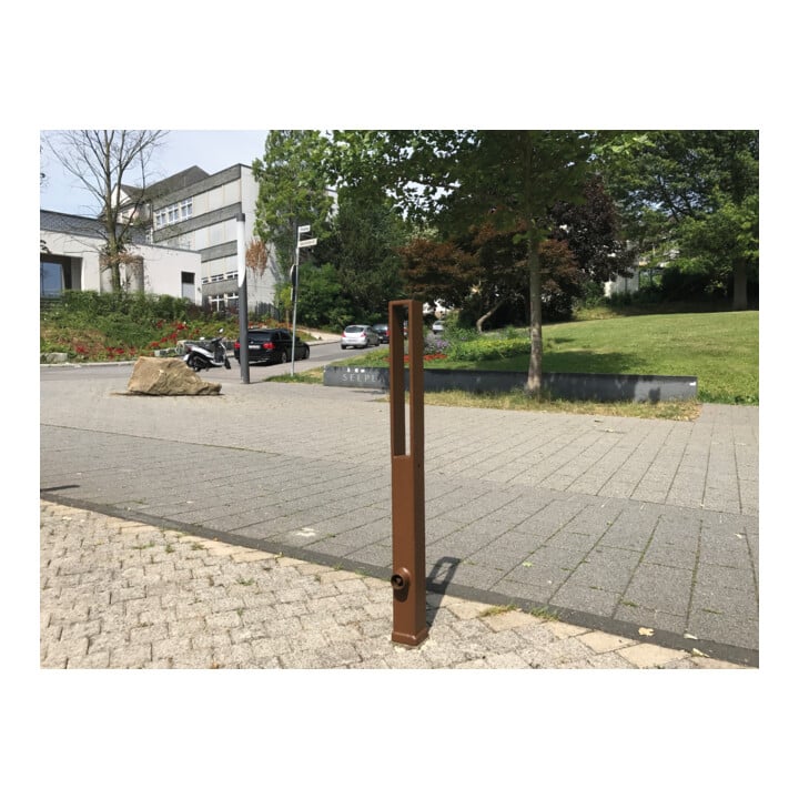Schake Stilpfosten Typ 4073FB, herausnehmbar, 70x70mm + Dreikantverschluss, Oberteil Flachstahl