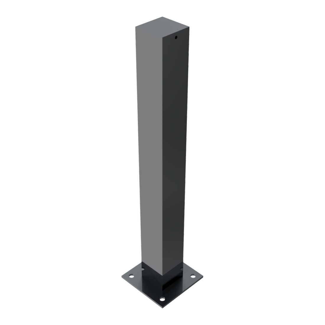 Schake Stilpoller aus Vierkantrohr 100x100mm + Flachkopf, ca 900mm Überflur, beschichtet, ortsfest für Dübelbefestigung + Bodenplatte 200x200mm