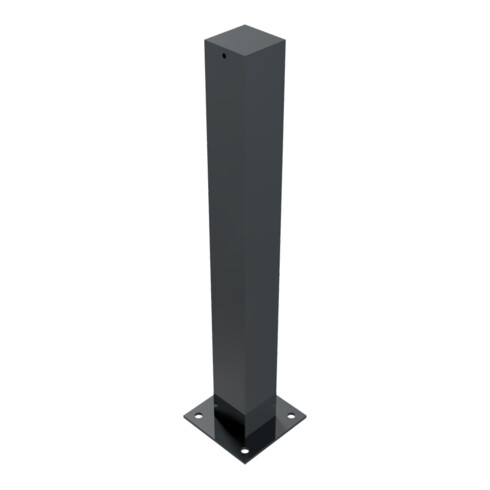Schake Stilpoller aus Vierkantrohr 100x100mm + Flachkopf, ca 900mm Überflur, beschichtet, ortsfest für Dübelbefestigung + Bodenplatte 200x200mm