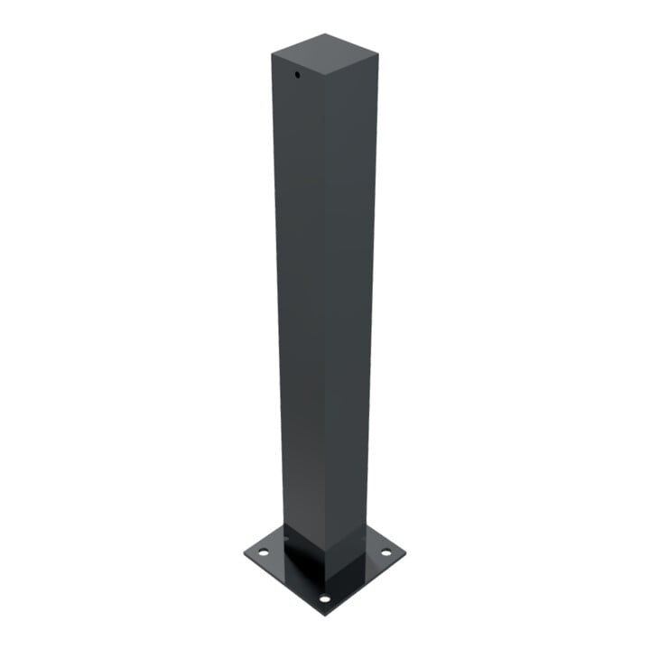 Schake Stilpoller aus Vierkantrohr 100x100mm + Flachkopf, ca 900mm Überflur, beschichtet, ortsfest für Dübelbefestigung + Bodenplatte 200x200mm
