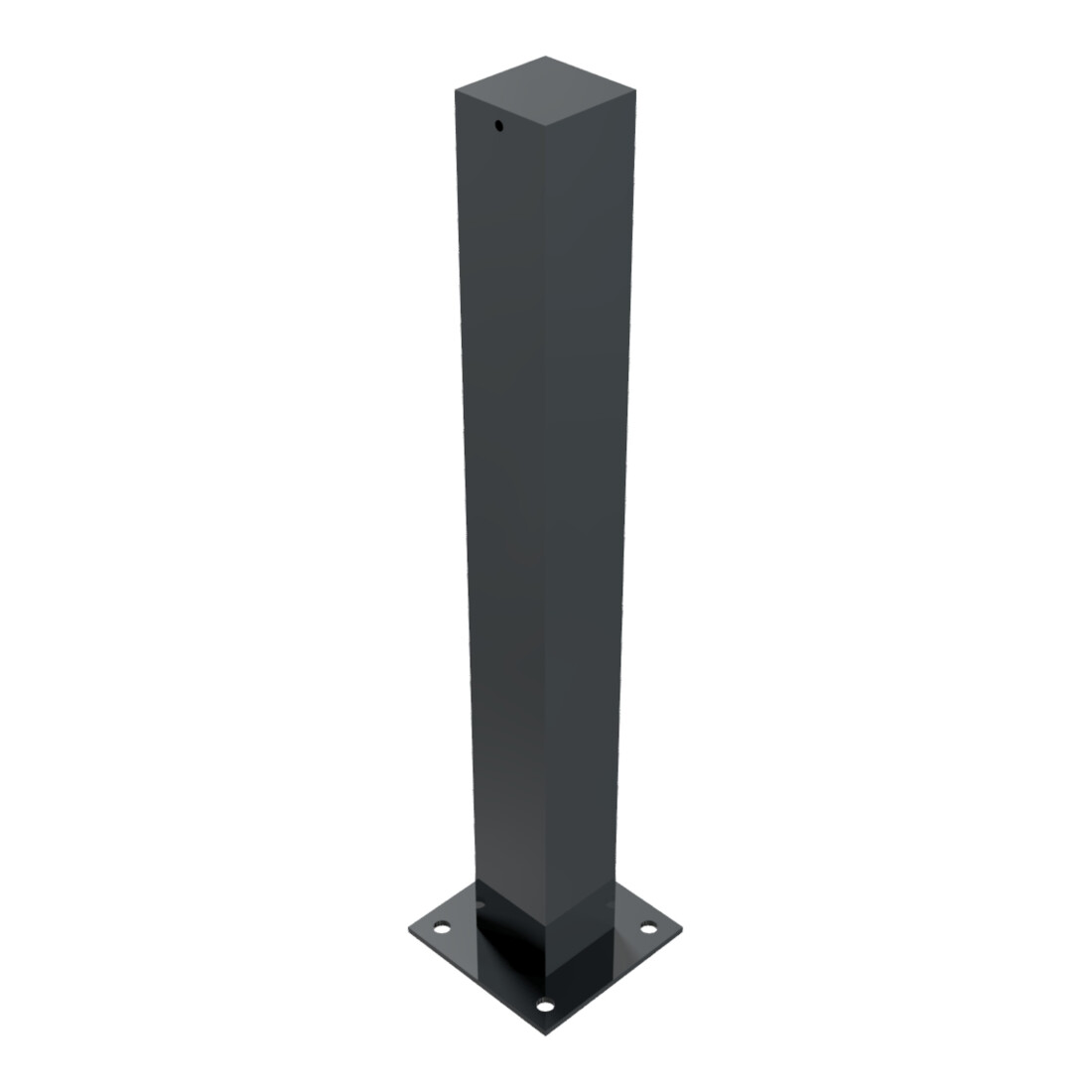 Schake Stilpoller aus Vierkantrohr 100x100mm + Flachkopf, ca 900mm Überflur, beschichtet, ortsfest für Dübelbefestigung + Bodenplatte 200x200mm