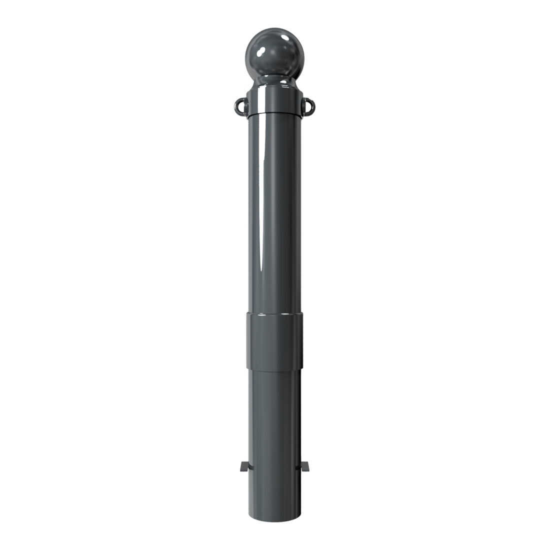 Schake Stilpoller Typ 40140B/2, ortsfest, zum Einbetonieren, Ø 140mm + Alukugel, beschichtet, eisenglimmer + 2 Ösen