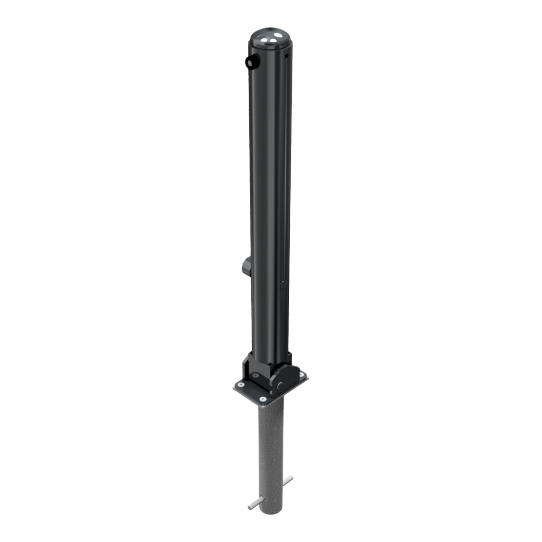 Schake Stilpoller Typ 480FUHB, umlegbar + Dreikantverschluß, zum Einbetonieren, Ø 82mm + Halbkugel,