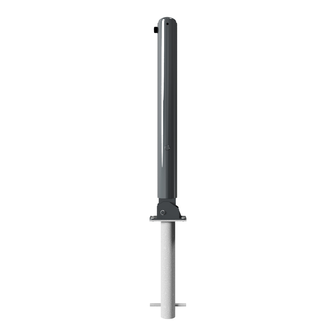 Schake Stilpoller Typ 480FUHB, umlegbar + Dreikantverschluß, zum Einbetonieren, Ø 82mm + Halbkugel,