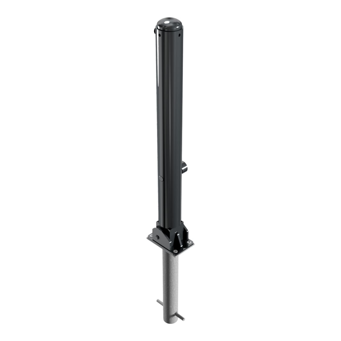 Schake Stilpoller Typ 480FUHB, umlegbar + Dreikantverschluß, zum Einbetonieren, Ø 82mm + Halbkugel,