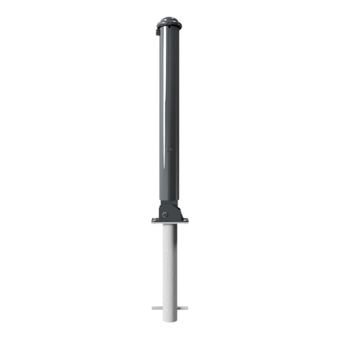 Schake Stilpoller Typ 481FUHB, umlegbar + Dreikantverschluß, zum Einbetonieren, Ø 82mm + Halbkugel,