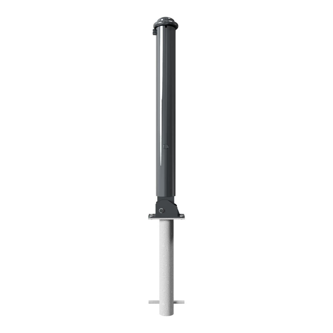 Schake Stilpoller Typ 481FUHB, umlegbar + Dreikantverschluß, zum Einbetonieren, Ø 82mm + Halbkugel,