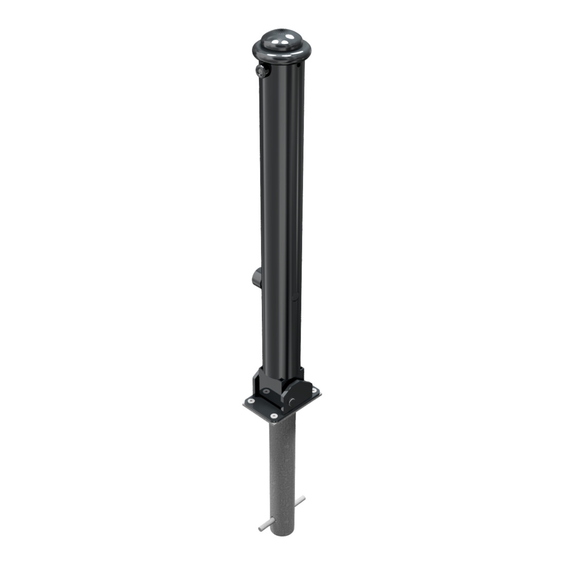 Schake Stilpoller Typ 481FUHB, umlegbar + Dreikantverschluß, zum Einbetonieren, Ø 82mm + Halbkugel,