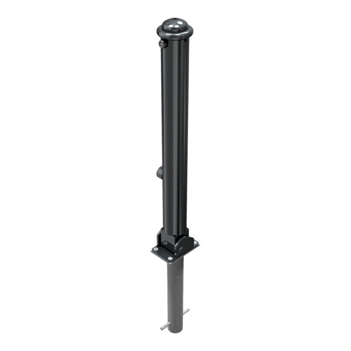 Schake Stilpoller Typ 481FUHB, umlegbar + Dreikantverschluß, zum Einbetonieren, Ø 82mm + Halbkugel,