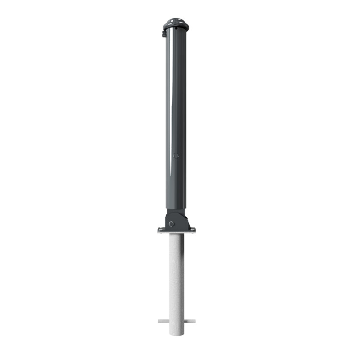 Schake Stilpoller Typ 481FUHB, umlegbar + Dreikantverschluß, zum Einbetonieren, Ø 82mm + Halbkugel,