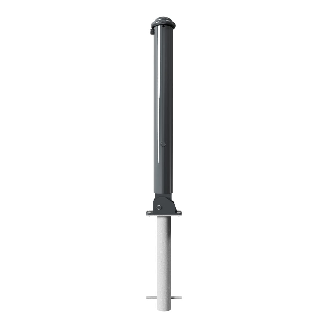Schake Stilpoller Typ 481FUHB, umlegbar + Dreikantverschluß, zum Einbetonieren, Ø 82mm + Halbkugel,
