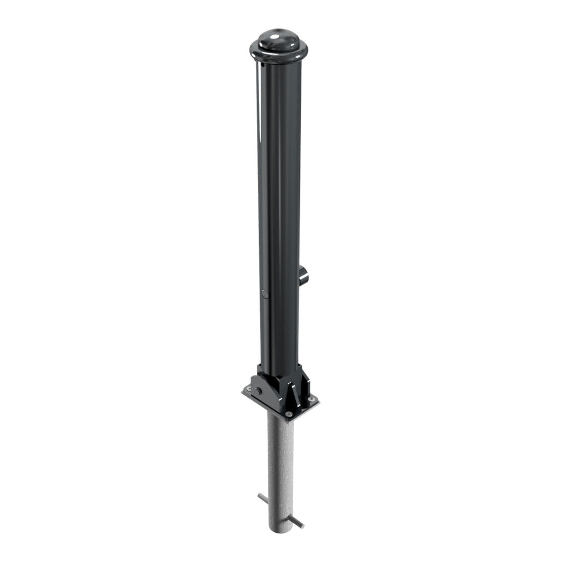 Schake Stilpoller Typ 481FUHB, umlegbar + Dreikantverschluß, zum Einbetonieren, Ø 82mm + Halbkugel,
