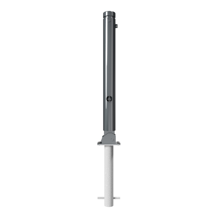 Schake Stilpoller Typ 482FUHB, umlegbar + Dreikantverschluß, zum Einbetonieren, Ø 82mm + Zierkopf, beschichtet