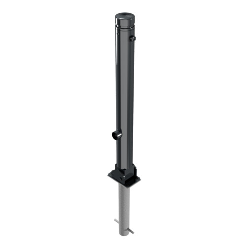 Schake Stilpoller Typ 482FUHB, umlegbar + Dreikantverschluß, zum Einbetonieren, Ø 82mm + Zierkopf, beschichtet