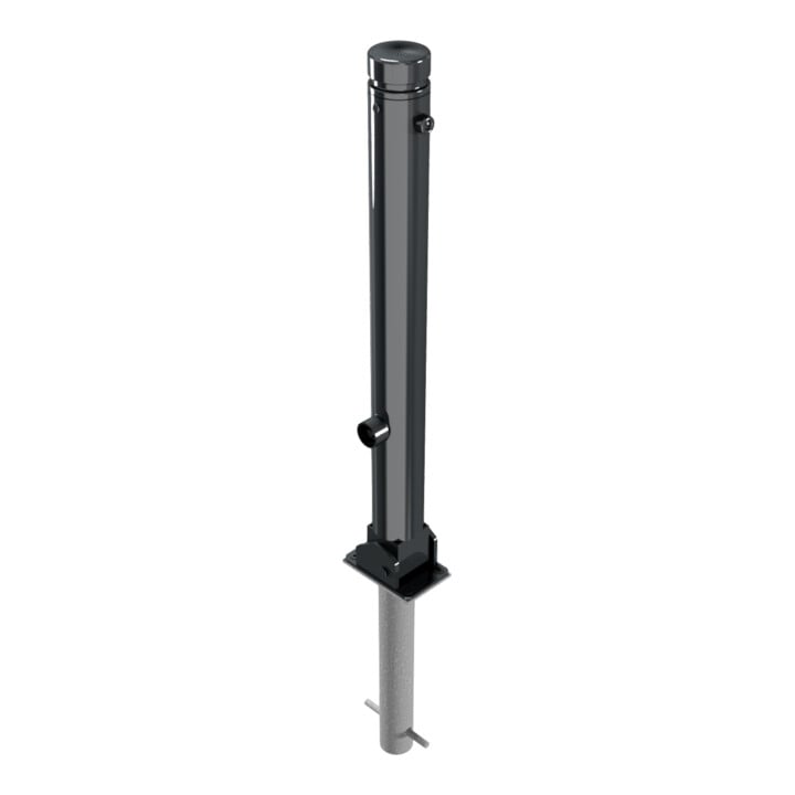 Schake Stilpoller Typ 482FUHB, umlegbar + Dreikantverschluß, zum Einbetonieren, Ø 82mm + Zierkopf, beschichtet