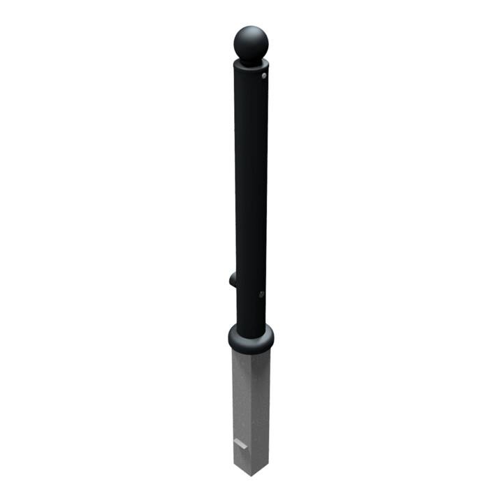 Schake Stilpoller Typ 484FB, herausnehmbar + Dreikantverschluß, Ø 82mm + Kugelkopf, beschichtet, mattschwarz