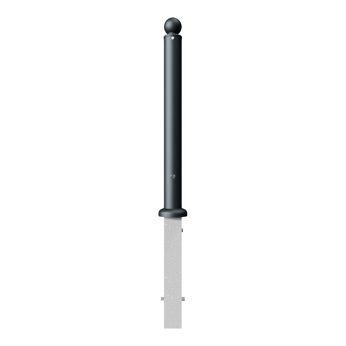 Schake Stilpoller Typ 484FB, herausnehmbar + Dreikantverschluß, Ø 82mm + Kugelkopf, beschichtet, mattschwarz