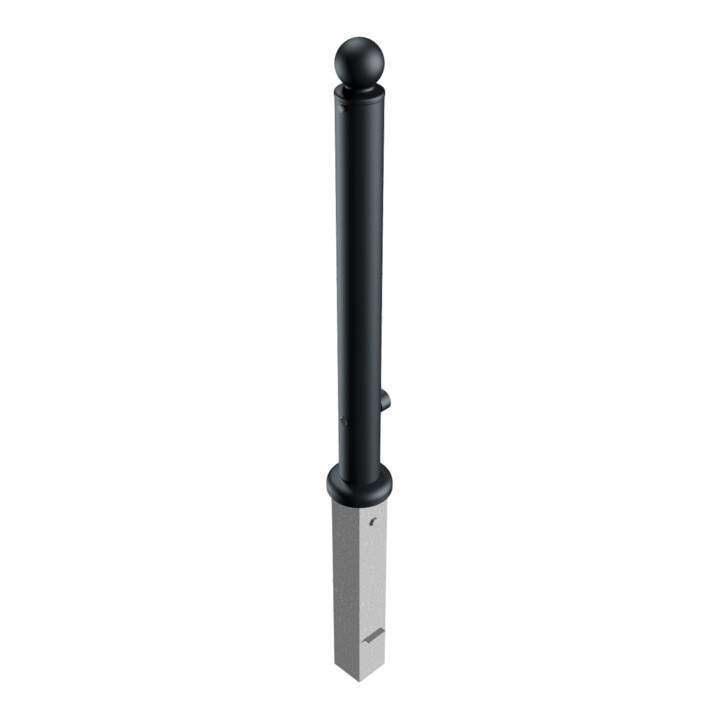 Schake Stilpoller Typ 484FB, herausnehmbar + Dreikantverschluß, Ø 82mm + Kugelkopf, beschichtet, mattschwarz