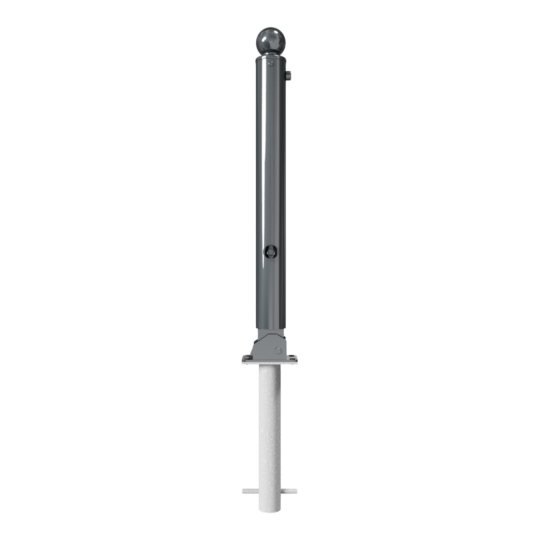 Schake Stilpoller Typ 484FUHB, umlegbar + Dreikantverschluß, zum Einbetonieren, Ø 82mm + Kugelkopf, beschichtet, mattschwarz