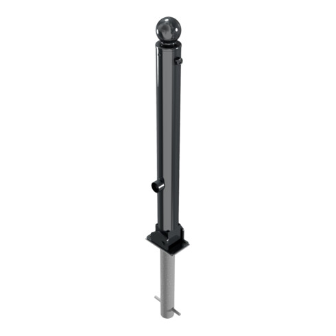 Schake Stilpoller Typ 484FUHB, umlegbar + Dreikantverschluß, zum Einbetonieren, Ø 82mm + Kugelkopf, beschichtet, mattschwarz
