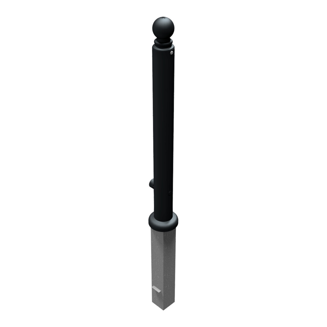 Schake Stilpoller Typ 485FB, herausnehmbar + Dreikantverschluß, Ø 82mm + Kugelkopf, beschichtet, mattschwarz