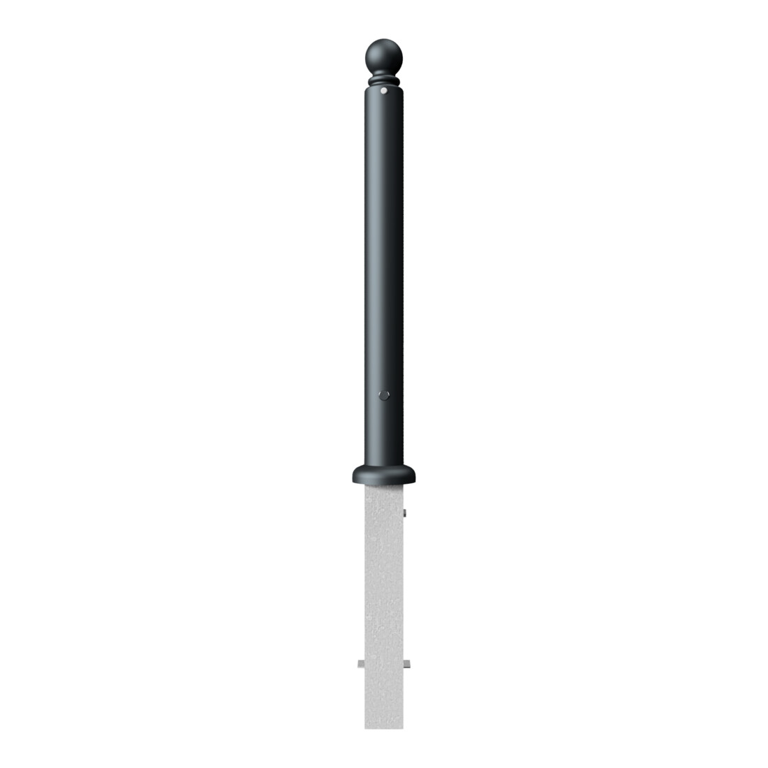Schake Stilpoller Typ 485FB, herausnehmbar + Dreikantverschluß, Ø 82mm + Kugelkopf, beschichtet, mattschwarz