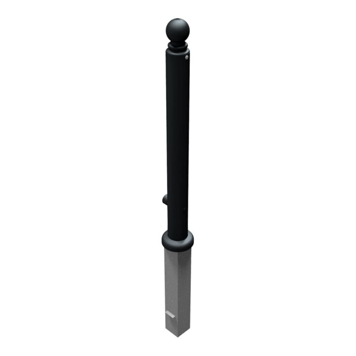 Schake Stilpoller Typ 485FB, herausnehmbar + Dreikantverschluß, Ø 82mm + Kugelkopf, beschichtet, mattschwarz