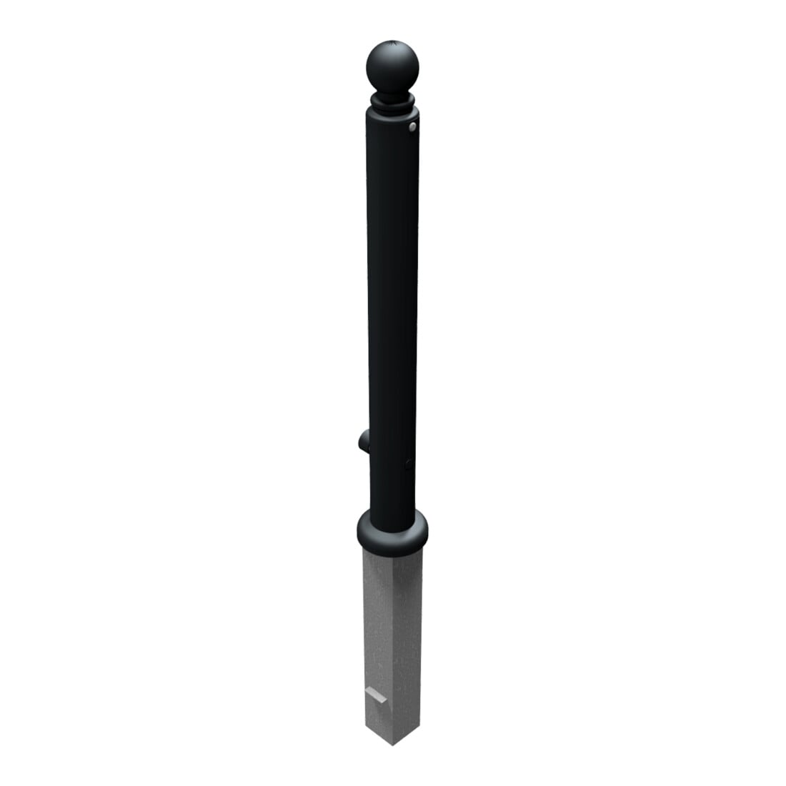 Schake Stilpoller Typ 485FB, herausnehmbar + Dreikantverschluß, Ø 82mm + Kugelkopf, beschichtet, mattschwarz