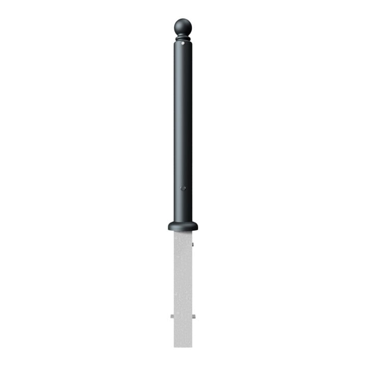 Schake Stilpoller Typ 485FB, herausnehmbar + Dreikantverschluß, Ø 82mm + Kugelkopf, beschichtet, mattschwarz