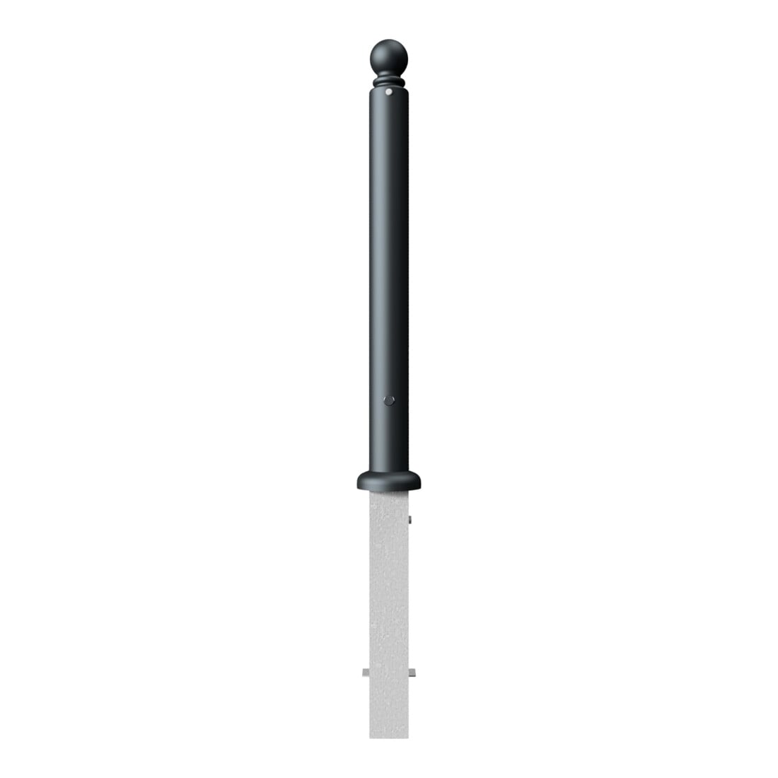 Schake Stilpoller Typ 485FB, herausnehmbar + Dreikantverschluß, Ø 82mm + Kugelkopf, beschichtet, mattschwarz