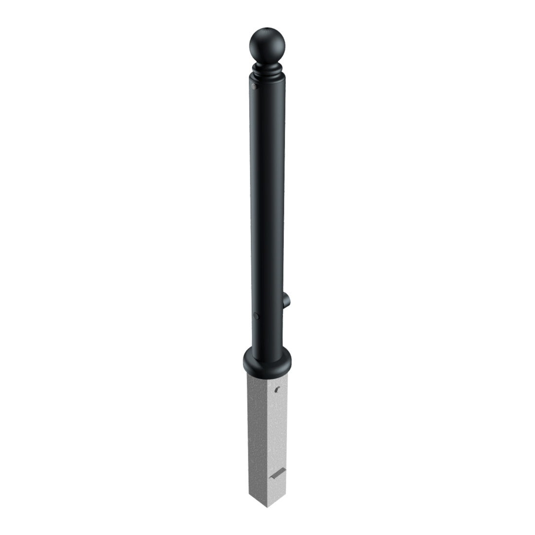 Schake Stilpoller Typ 485FB, herausnehmbar + Dreikantverschluß, Ø 82mm + Kugelkopf, beschichtet, mattschwarz