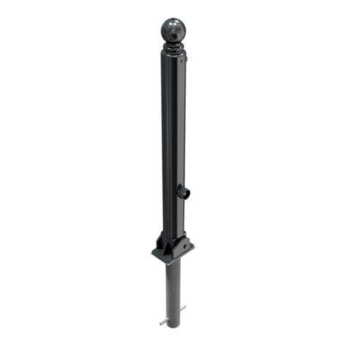 Schake Stilpoller Typ 485FUHB, umlegbar + Dreikantverschluß, zum Einbetonieren, Ø 82mm + Kugelkopf, beschichtet, mattschwarz