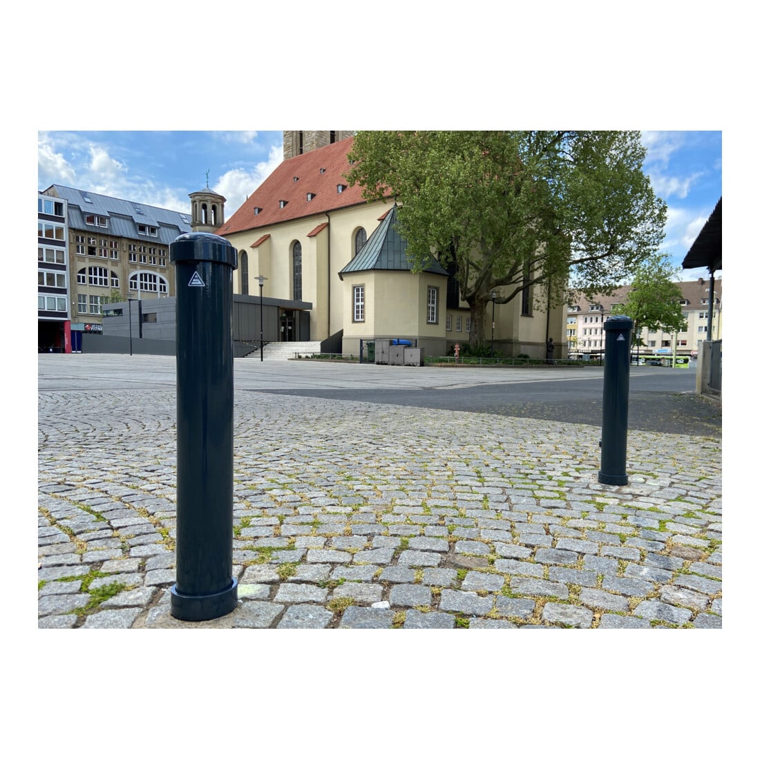 Schake Stilpoller Typ 4971B, ortsfest, zum Einbetonieren, Ø 108mm + + Zierringen, beschichtet, Überflur 750mm